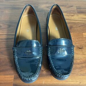 Coach Odette Navy Patent Leather Loafers